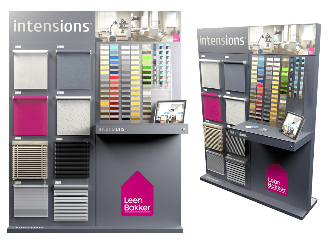 Left: Front view of POS display; Right: Isometric view